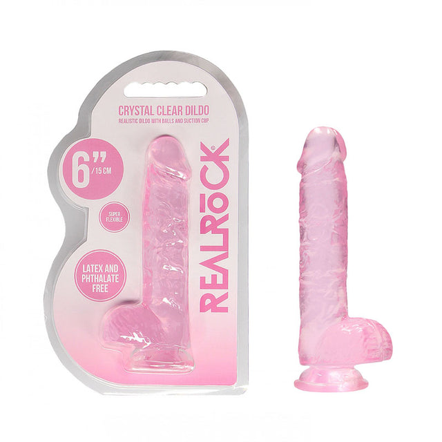 REALROCK 6'' Realistic Dildo With Balls - Pink 15.2 cm Dong - Naughty by Nature Adult Store