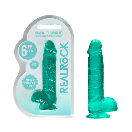 REALROCK 6'' Realistic Dildo With Balls - Turquoise - Naughty by Nature Adult Store