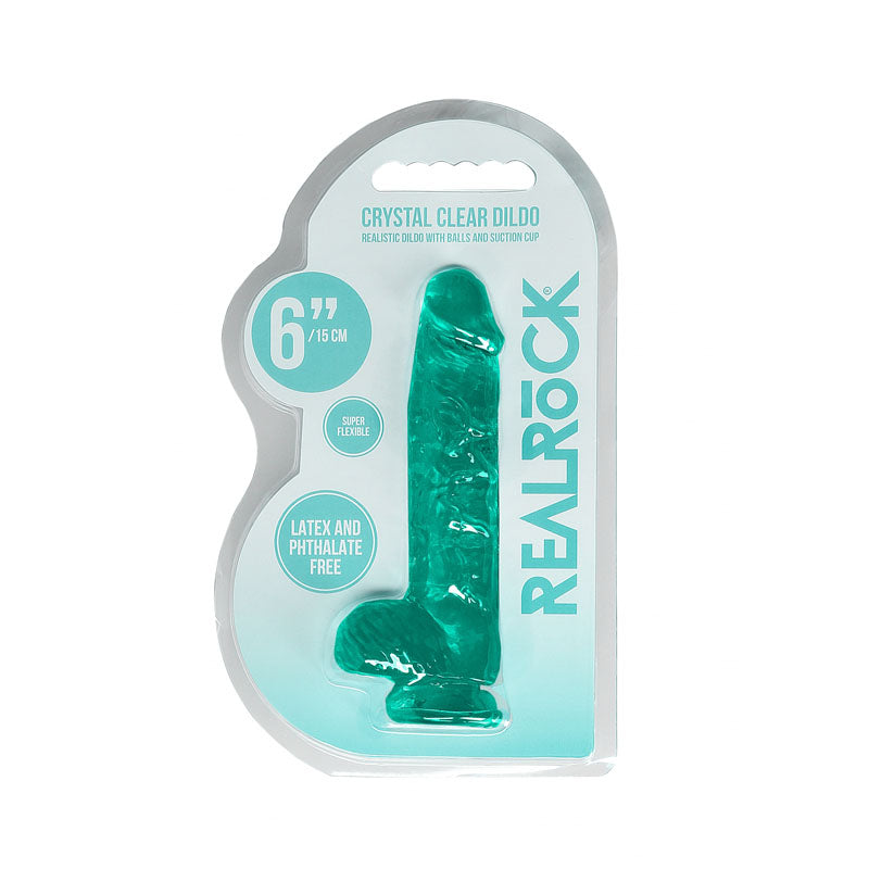 REALROCK 6'' Realistic Dildo With Balls - Turquoise - Naughty by Nature Adult Store