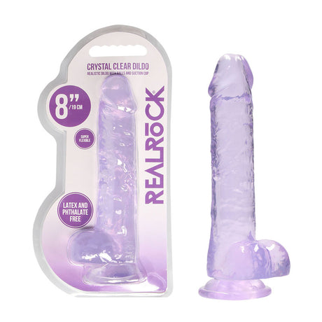 REALROCK 8'' Realistic Dildo With Balls - Purple 20.3 cm Dong - Naughty by Nature Adult Store