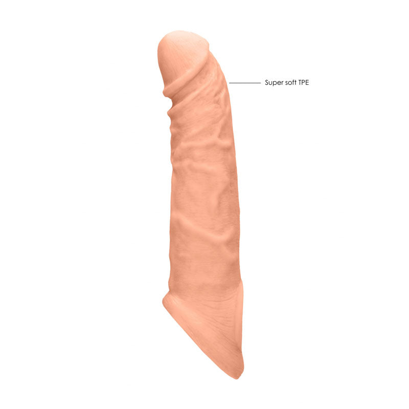 REALROCK 8'' Realistic Penis Extender with Rings - Flesh 20.3 cm Penis Extension Sleeve - Naughty by Nature Adult Store