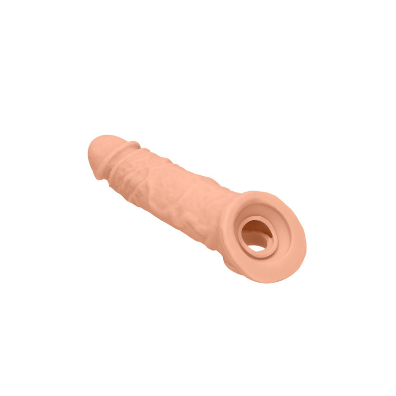 REALROCK 8'' Realistic Penis Extender with Rings - Flesh 20.3 cm Penis Extension Sleeve - Naughty by Nature Adult Store