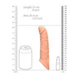 REALROCK 8'' Realistic Penis Extender with Rings - Flesh 20.3 cm Penis Extension Sleeve - Naughty by Nature Adult Store