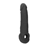 Realrock 9 Inch Realistic Penis Extender With Rings Black Sleeve