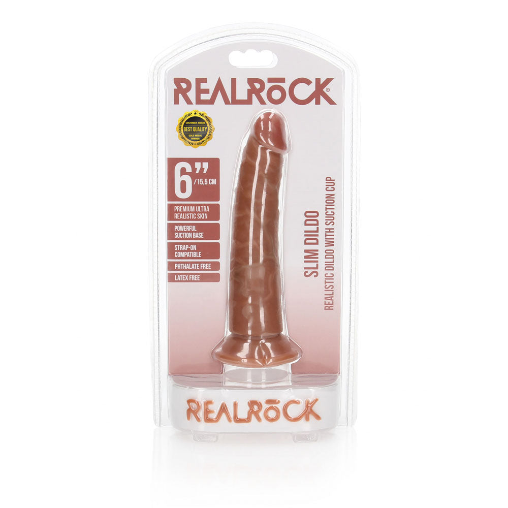 REALROCK Realistic Slim Dildo without Balls - Tan (6'') - Naughty by Nature Adult Store