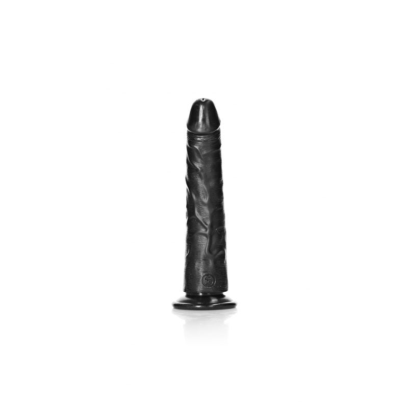 REALROCK Realistic Slim Dildo with Suction Cup - Black (8'') - Naughty by Nature Adult Store