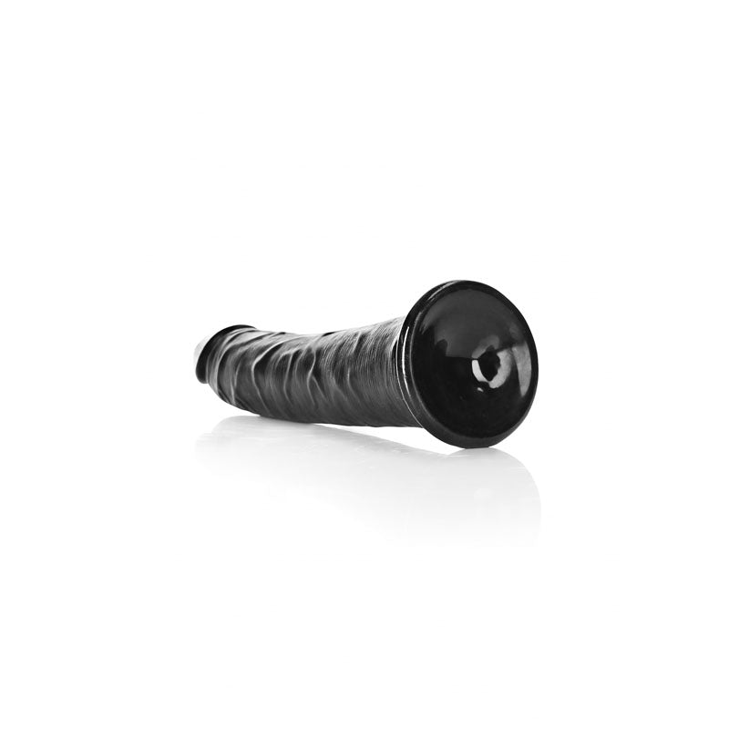 REALROCK Realistic Slim Dildo with Suction Cup - Black (8'') - Naughty by Nature Adult Store