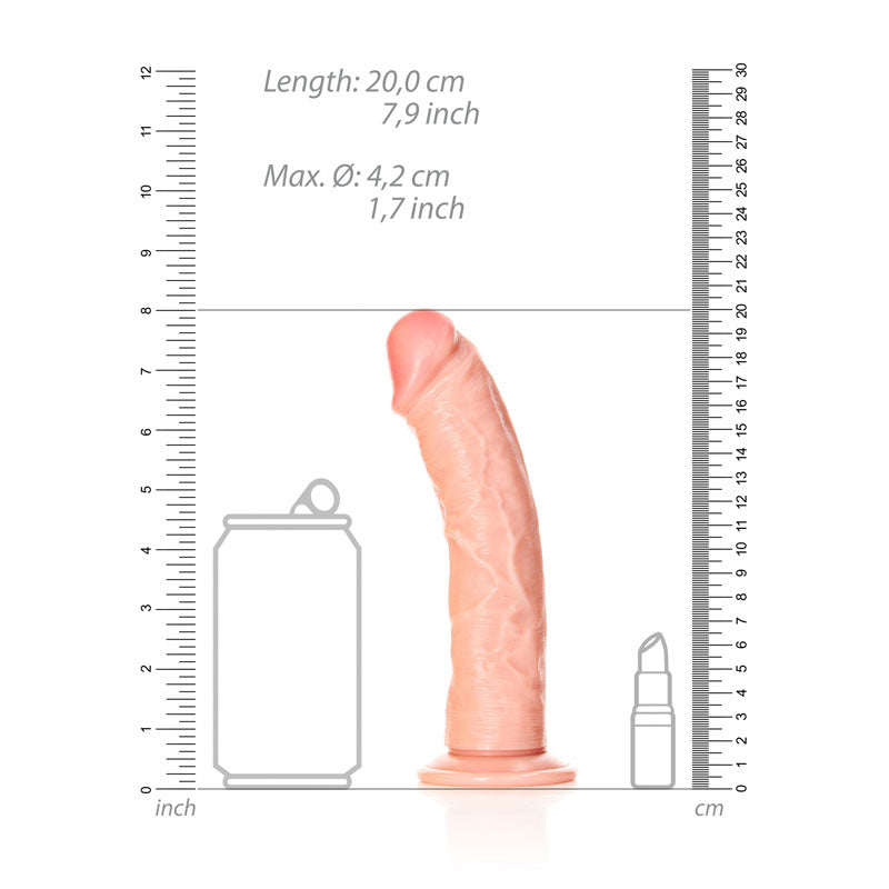 REALROCK Realistic Regular Curved Dildo with Suction Cup - 18 cm - Flesh 18 cm (7'') Dong - Naughty by Nature Adult Store
