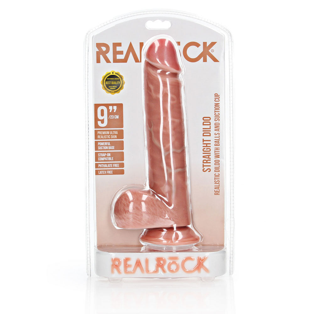 REALROCK Straight Realistic Dildo with Balls - 23 cm