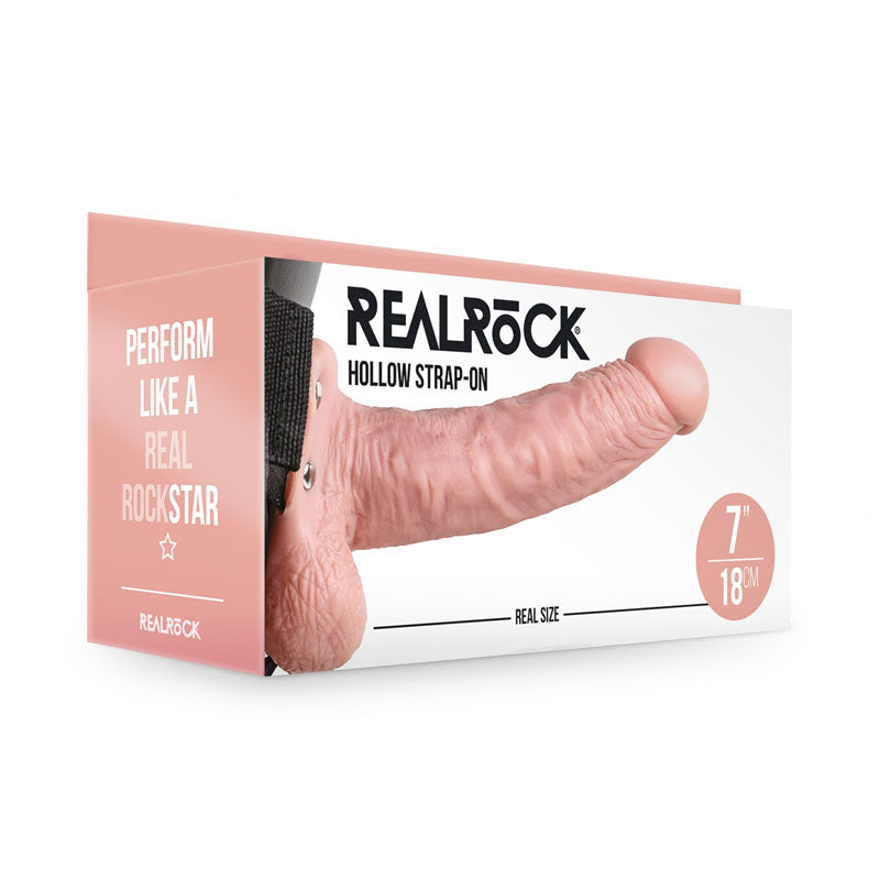 REALROCK Hollow Strap-On with Balls - 18 cm Flesh - Naughty by Nature Adult Store