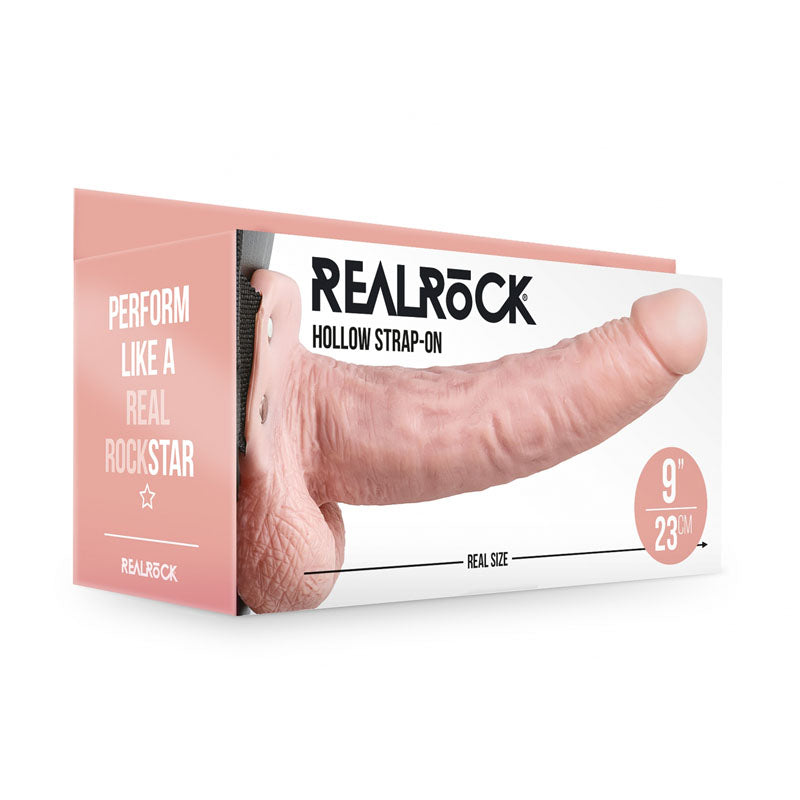 REALROCK Hollow Strapon with Balls - 23 cm Flesh - Naughty by Nature Adult Store