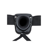REALROCK Vibrating Hollow Strapon + Balls - 18cm Black - Naughty by Nature Adult Store