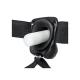 REALROCK Vibrating Hollow Strapon + Balls - 18cm Black - Naughty by Nature Adult Store