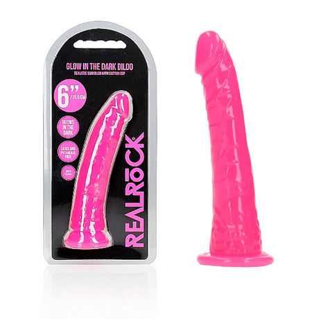 REALROCK 15.5 cm Slim Glow in the Dark Neon - Pink - Naughty by Nature Adult Store