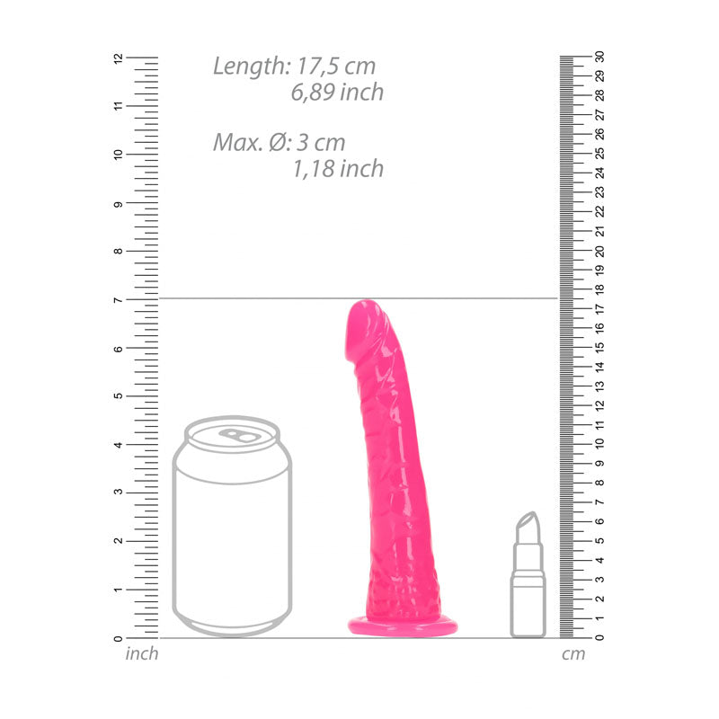 REALROCK 15.5 cm Slim Glow in the Dark Neon - Pink - Naughty by Nature Adult Store