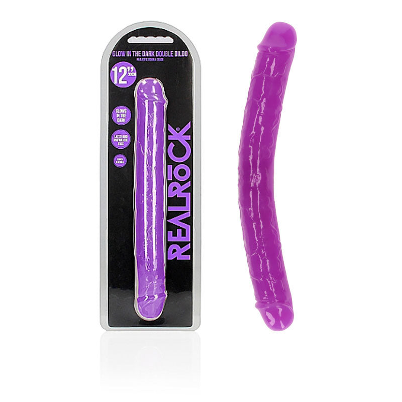 REALROCK 30 cm Double Dong Glow - Purple - Purple 30 cm (12'') Double Dong - Naughty by Nature Adult Store