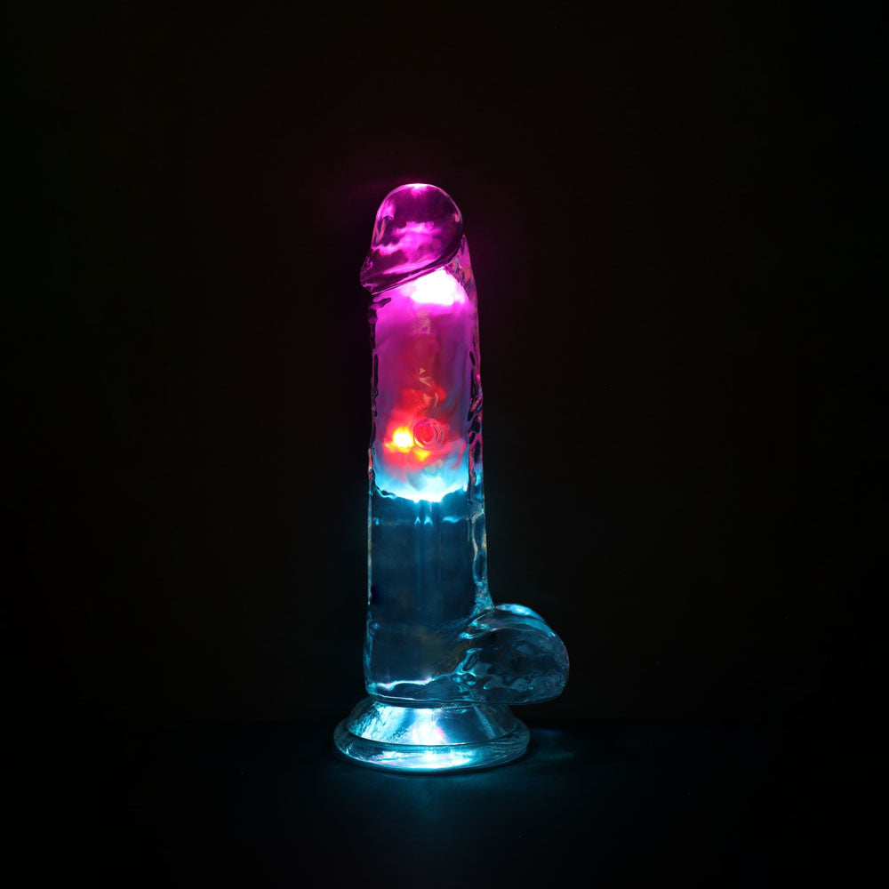 REALROCK 7'' with Balls Wireless Rechargeable LED Vibrating Dong