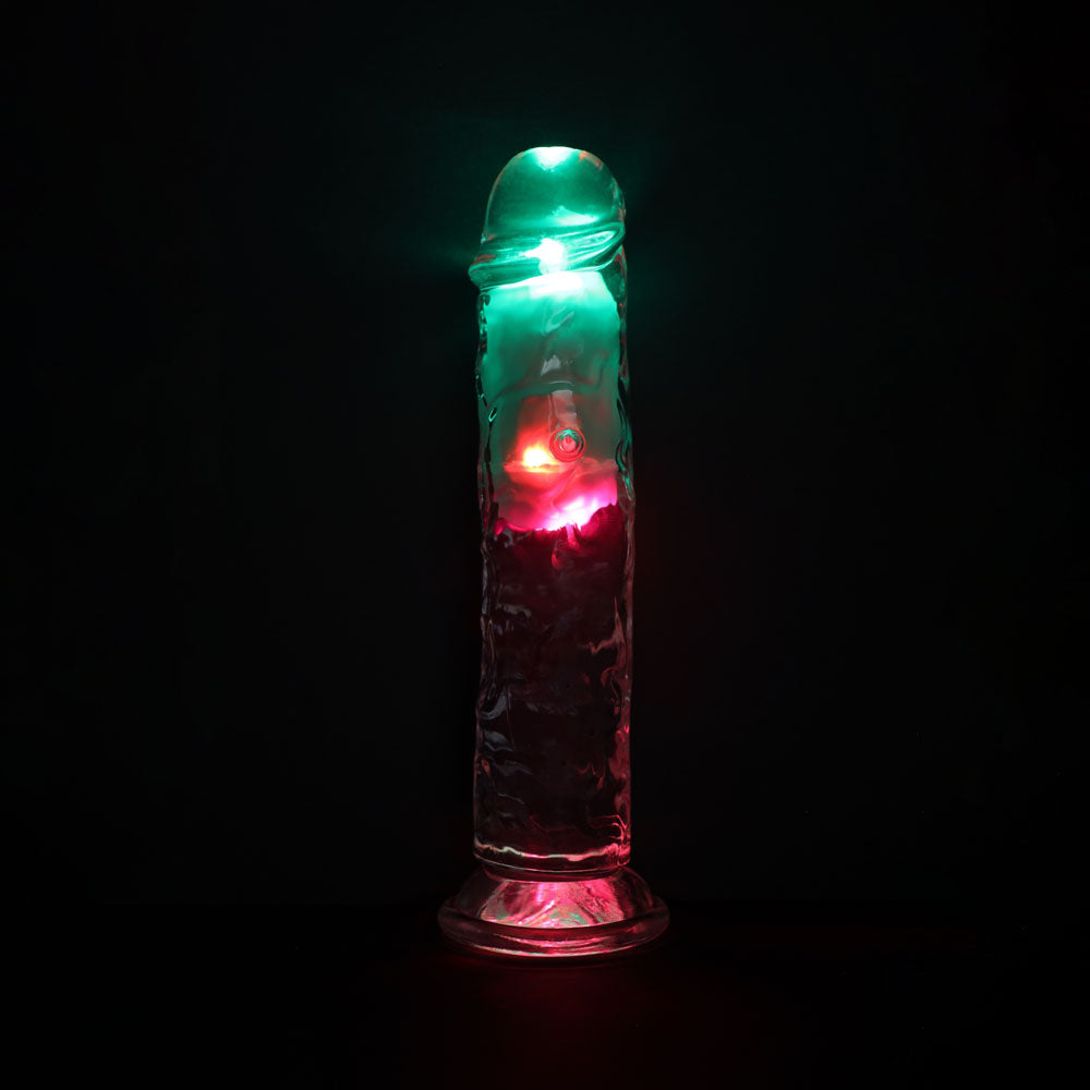 REALROCK 8'' No Balls Wireless Rechargeable LED Vibrating Dong