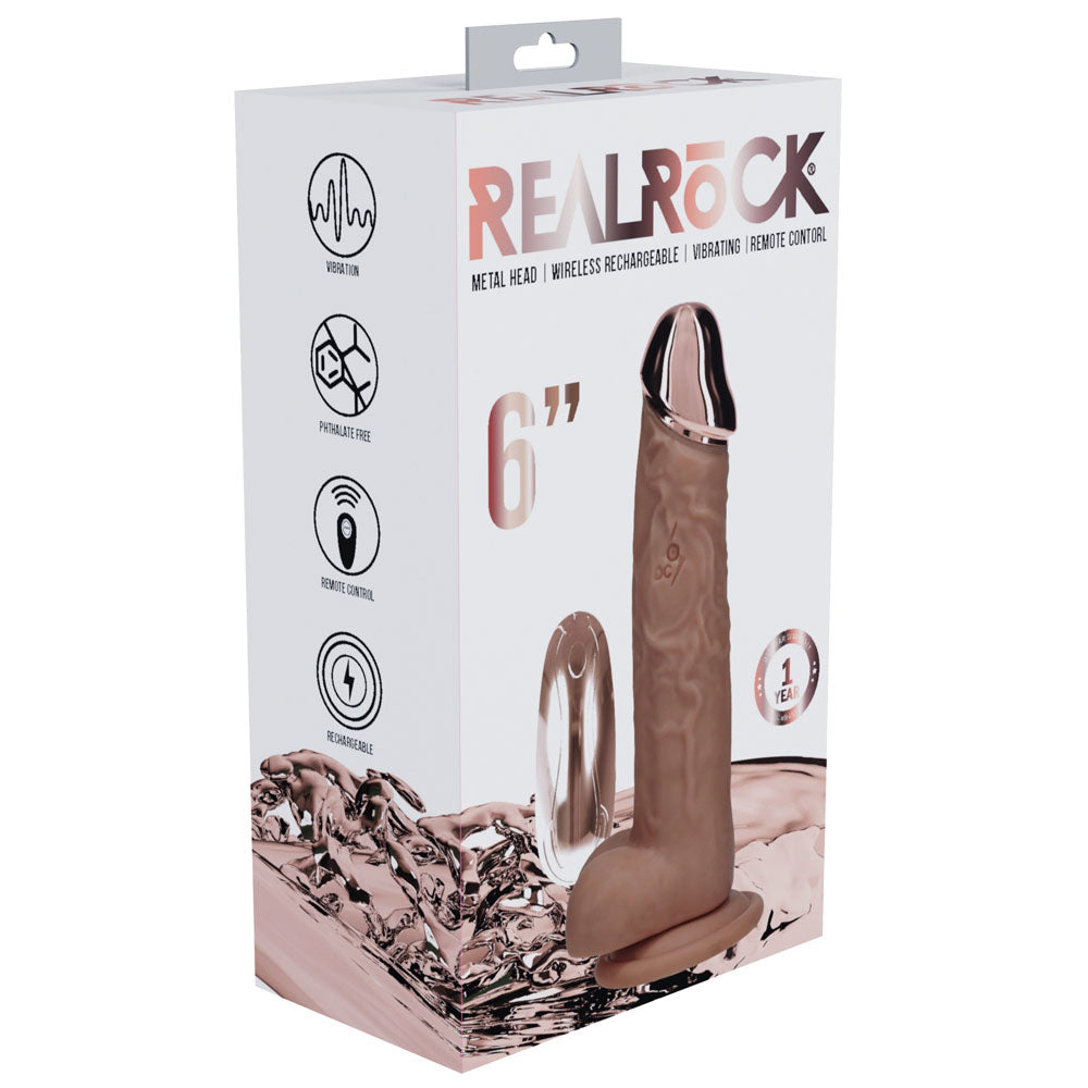 RealRock Metal Head 6 Inch Dildo Vibrating Wireless Remote