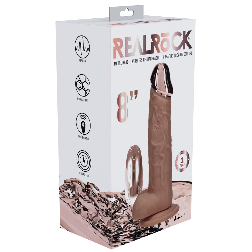 REALROCK Metal Head 8'' Rechargeable Dildo - Wireless Remote