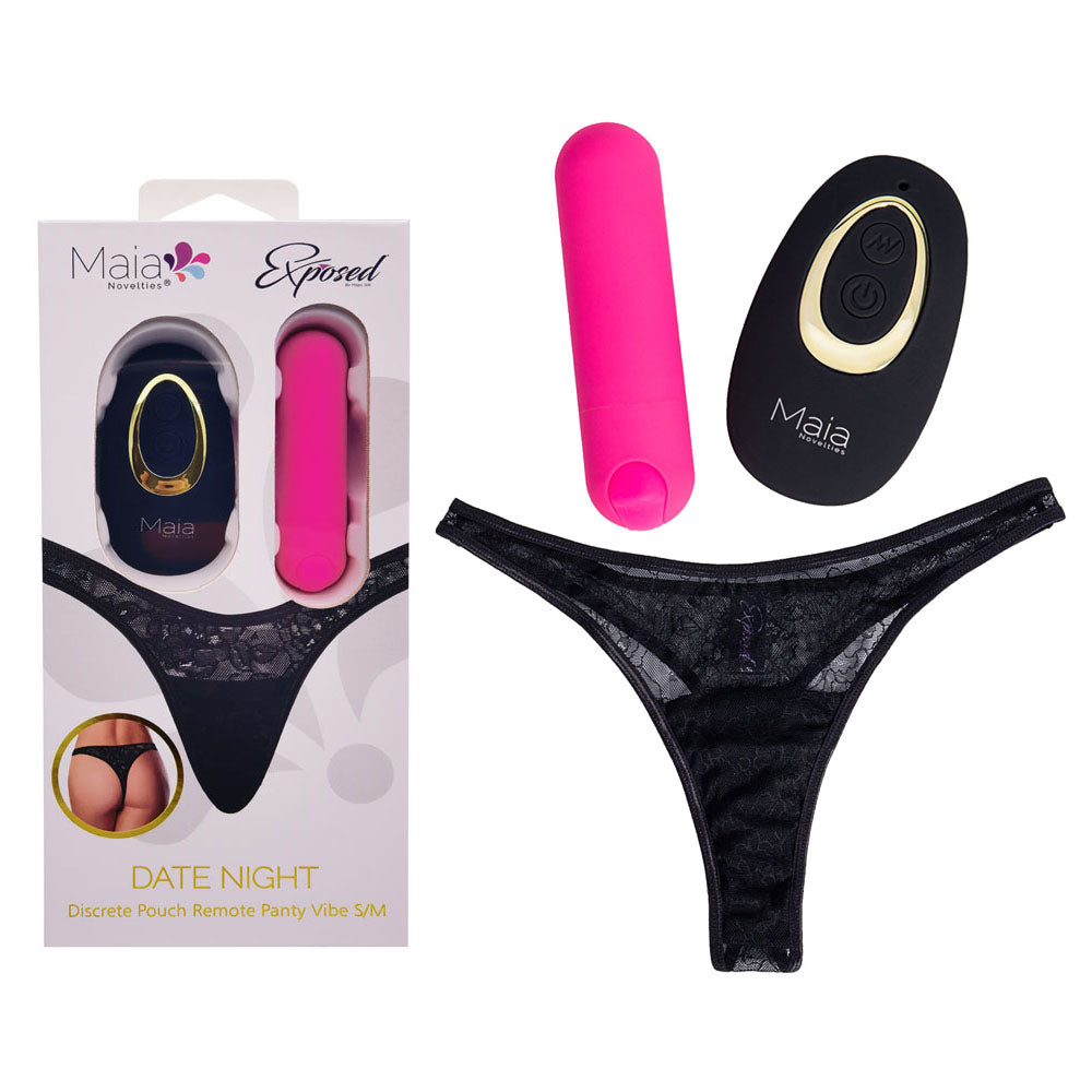 Maia DATE NIGHT PANTY S/M VIBE - Pink Rechargeable Bullet & Remote - Naughty by Nature Adult Store