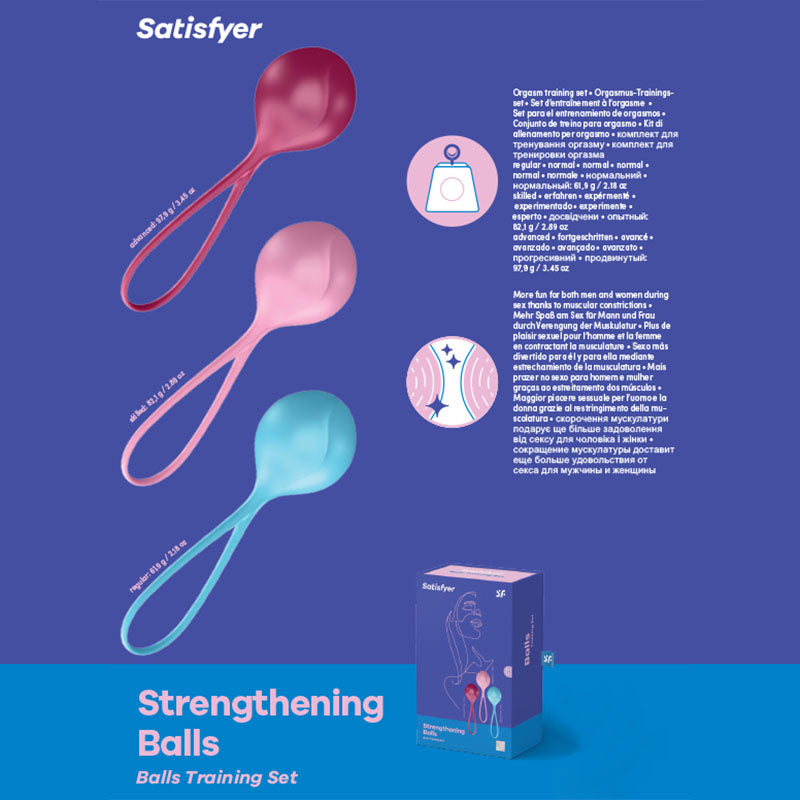 Satisfyer Strengthening Balls - Coloured Weighted- Set of 3 - Naughty by Nature Adult Store
