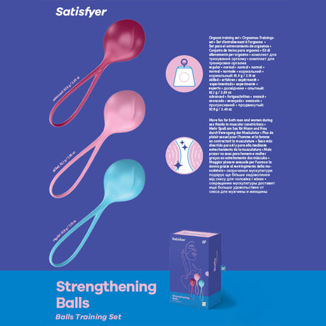 Satisfyer Strengthening Balls - Coloured Weighted- Set of 3 - Naughty by Nature Adult Store