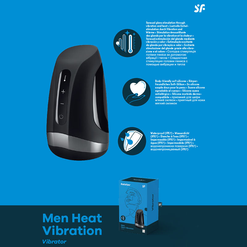 Satisfyer Men Heat Vibration - Black USB Rechargeable Masturbator - Naughty by Nature Adult Store