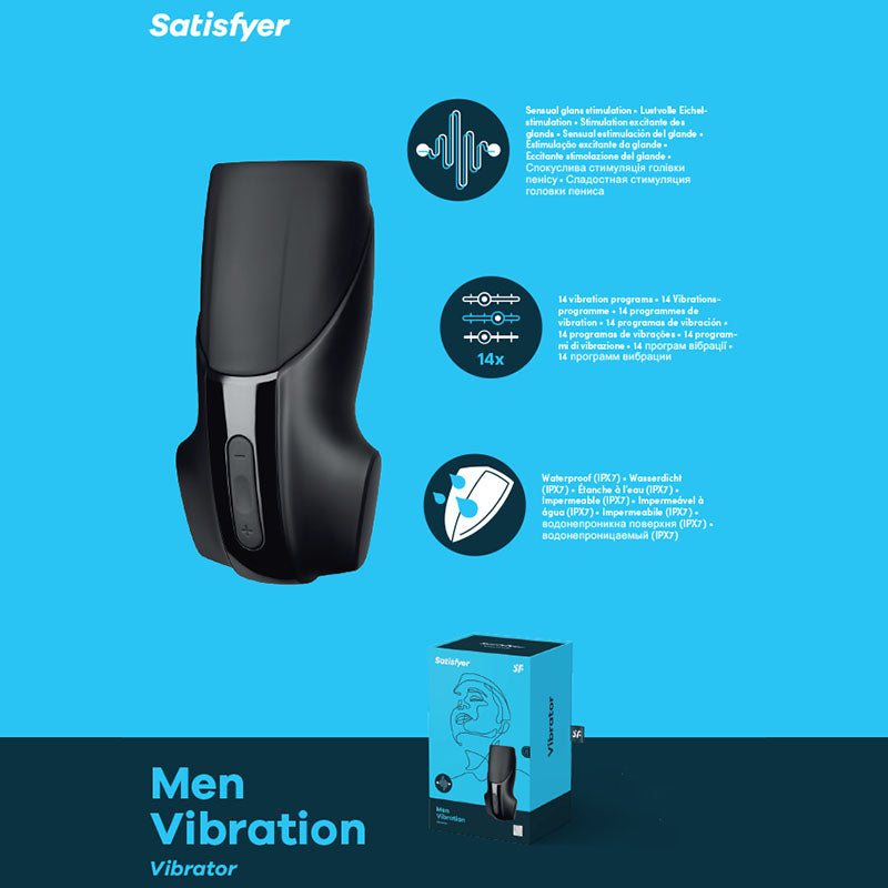 Satisfyer Men Vibration - Black USB Rechargeable Masturbator - Naughty by Nature Adult Store