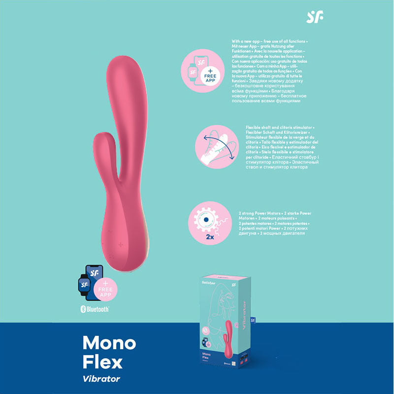 Satisfyer Mono Flex - Red App Controlled USB Rechargeable Rabbit Vibrator - Naughty by Nature Adult Store