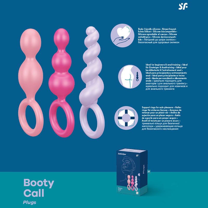 Satisfyer Booty Call - Coloured Butt Plugs - Set of 3 - Naughty by Nature Adult Store