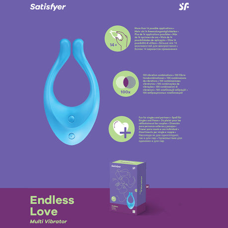 Satisfyer Endless Love - Blue 13 cm USB Rechargeable Couples Stimulator - Naughty by Nature Adult Store