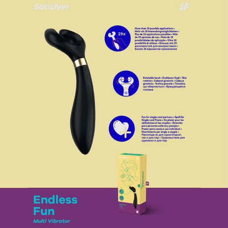 Satisfyer Endless Fun - Black 23.5 cm USB Rechargeable Stimulator - Naughty by Nature Adult Store