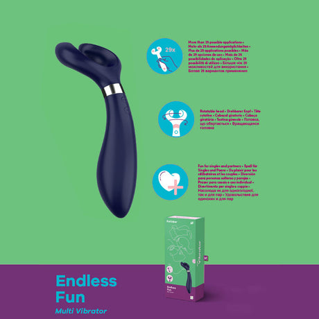 Satisfyer Endless Fun - Blue 23.5 cm USB Rechargeable Stimulator - Naughty by Nature Adult Store
