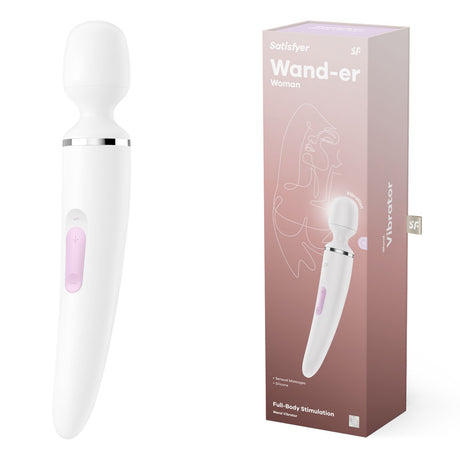 Satisfyer Wand-er Woman - White USB Rechargeable Massager Wand - Naughty by Nature Adult Store