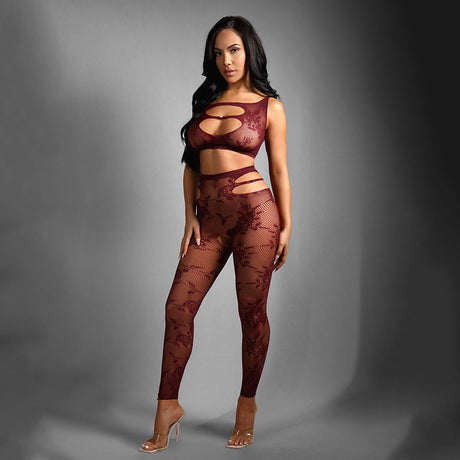 SHEER FANTASY UNDIVIDED ATTENTION - 1Size - Burgundy - One Size - Naughty by Nature Adult Store