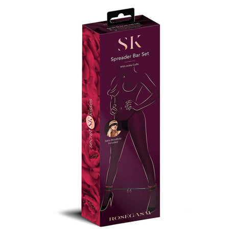 Secret Kisses ROSEGASM SPREADER BAR SET - Black Metal Spreader Bar with Ankle Cuffs - Naughty by Nature Adult Store