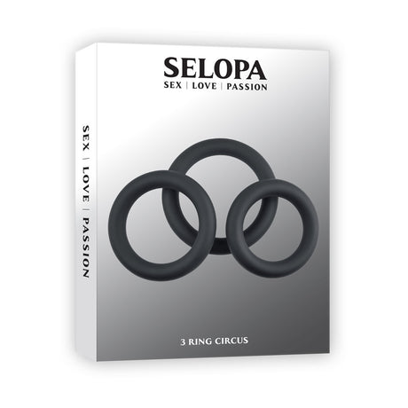 Selopa 3 RING CIRCUS - Black Cock Rings - Set of 3 Sizes - Naughty by Nature Adult Store