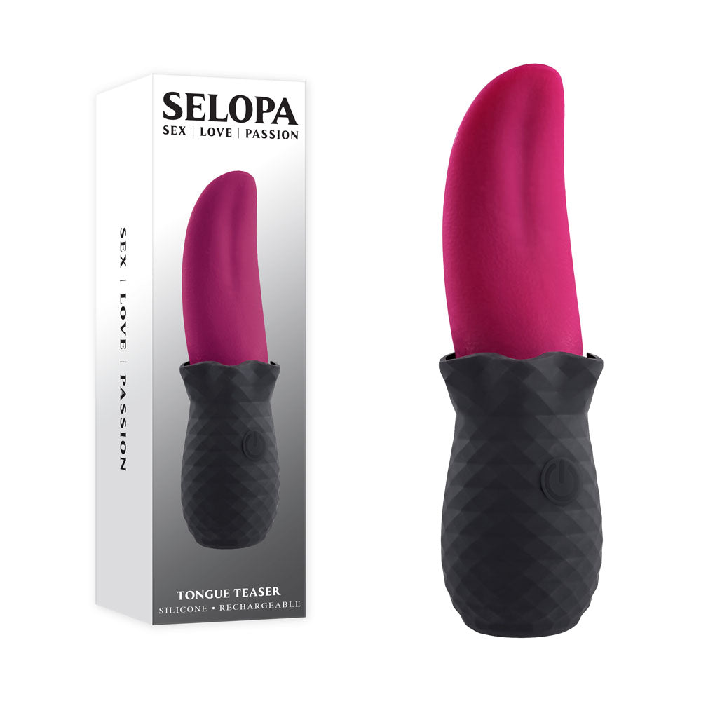 Selopa TONGUE TEASER - Pink/Black USB Rechargeable Vibrating Tongue Stimulator - Naughty by Nature Adult Store
