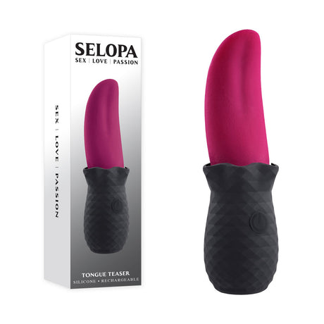 Selopa TONGUE TEASER - Pink/Black USB Rechargeable Vibrating Tongue Stimulator - Naughty by Nature Adult Store