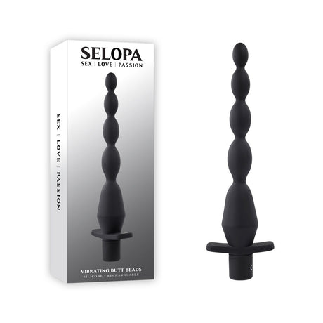 Selopa VIBRATING BUTT BEADS - Black 22 cm USB Rechargeable Vibrating Anal Beads - Naughty by Nature Adult Store
