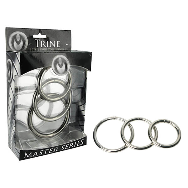 Master Series Trine Steel Ring Collection - Steel Cock Rings - Set of 3 Sizes - Naughty by Nature Adult Store