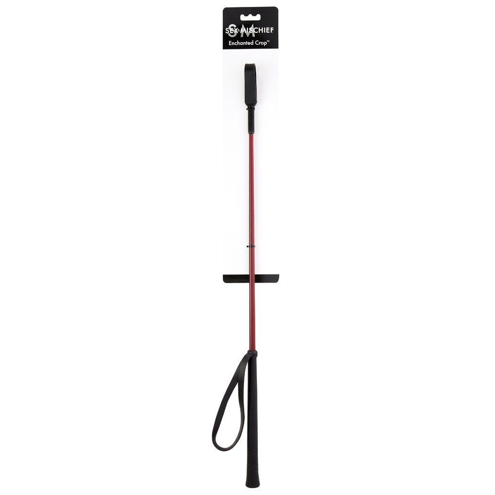 Sex & Mischief Enchanted Crop - Burgundy/Black Riding Crop - Naughty by Nature Adult Store