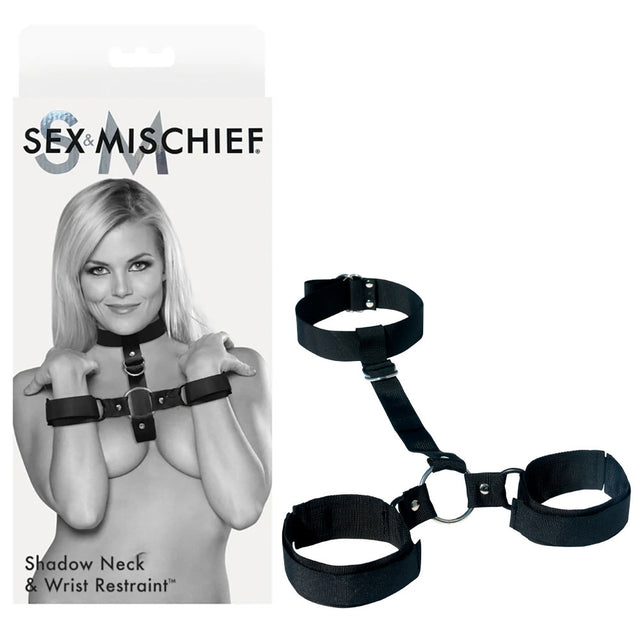 Sex & Mischief Shadow Neck and Wrist Restraint - Black Restraints - Naughty by Nature Adult Store
