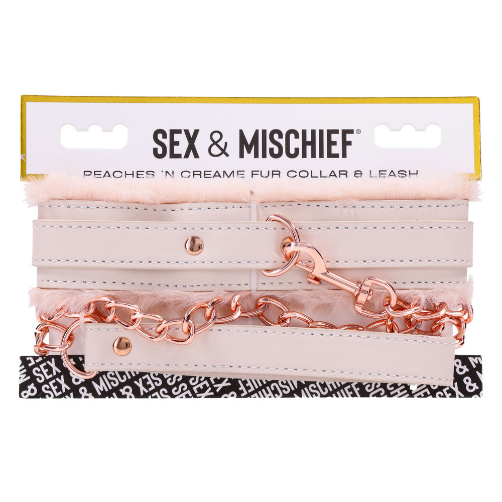 Sex & Mischief Peaches n CreaMe Fur Collar & Leash - Peach - Naughty by Nature Adult Store
