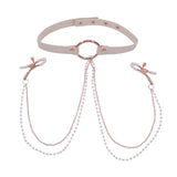 Sex & Mischief Peaches n CreaMe Collar with Nipple Clamps - Peach - Naughty by Nature Adult Store