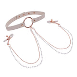 Sex & Mischief Peaches n CreaMe Collar with Nipple Clamps - Peach - Naughty by Nature Adult Store