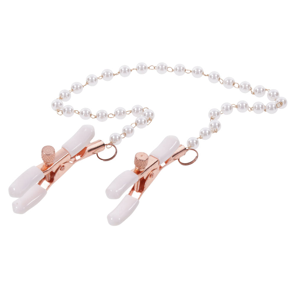 Sex & Mischief Peaches n CreaMe Pearl Nipple Clamps - Naughty by Nature Adult Store