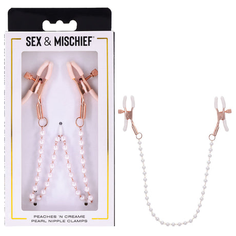 Sex & Mischief Peaches n CreaMe Pearl Nipple Clamps - Naughty by Nature Adult Store