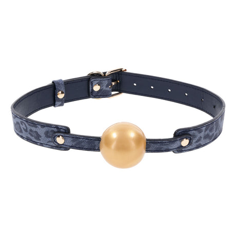 Sex & Mischief Cougar Ball Gag - Navy Blue/Gold Mouth Restraint - Naughty by Nature Adult Store